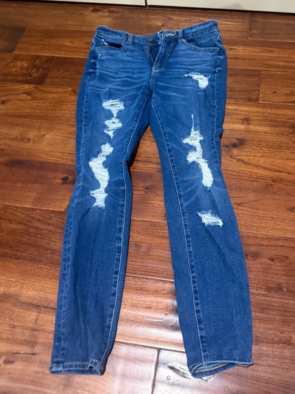 Distressed Dark Blue Women's Skinny Jeans